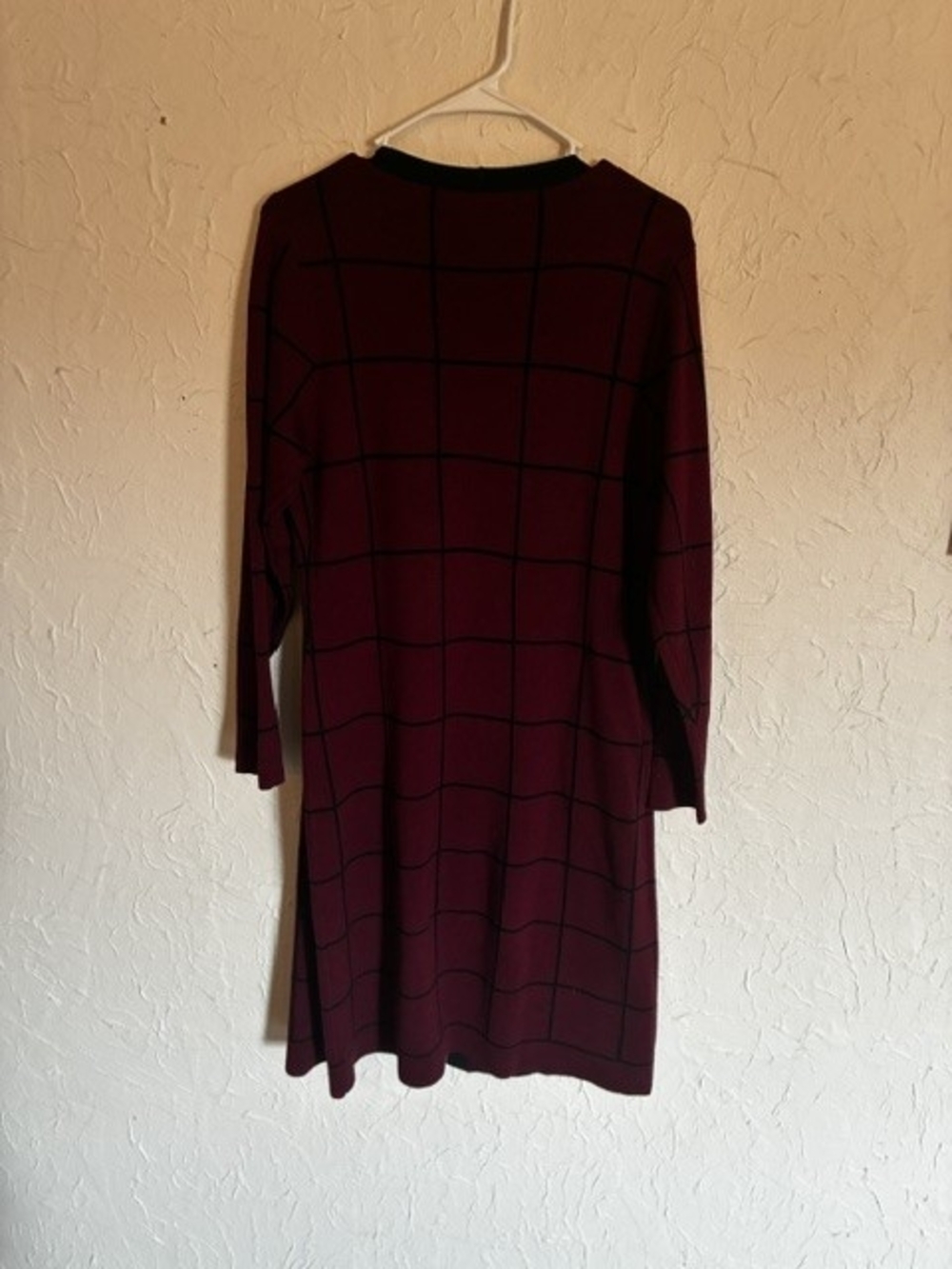 Studio One New York Maroon Windowpane Midi Dress Layered One Piece S - Picture 3 of 8